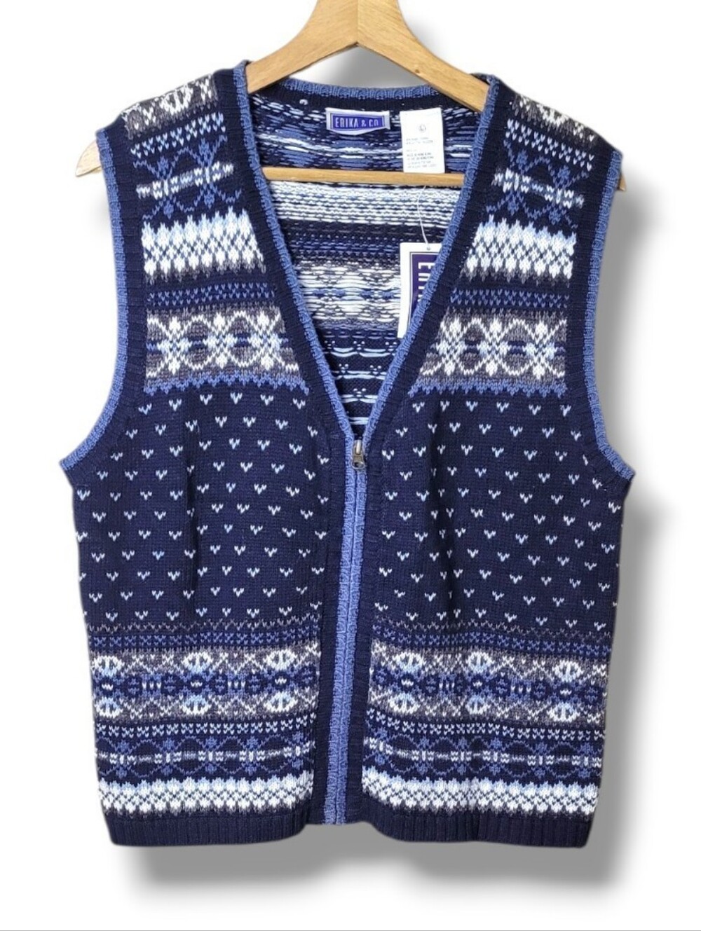 Vintage 90s Erika & Co Preppy Cardigan Sweater Vest